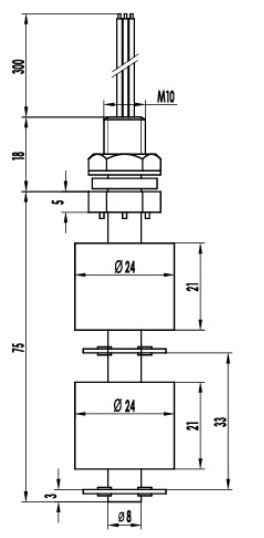 塑料浮球开关MR1075-2P结构图